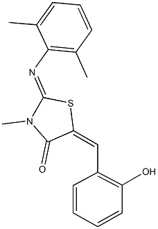 2-[(2,6-dimethylphenyl)imino]-5-(2-hydroxybenzylidene)-3-methyl-1,3-thiazolidin-4-one 구조식 이미지