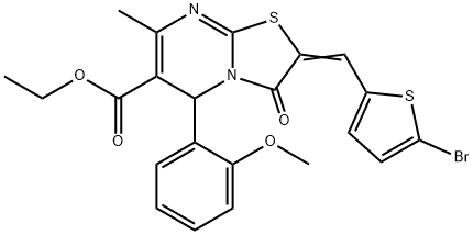 ethyl 2-[(5-bromo-2-thienyl)methylene]-5-(2-methoxyphenyl)-7-methyl-3-oxo-2,3-dihydro-5H-[1,3]thiazolo[3,2-a]pyrimidine-6-carboxylate Structure