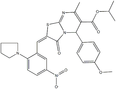 isopropyl 2-[5-nitro-2-(1-pyrrolidinyl)benzylidene]-5-(4-methoxyphenyl)-7-methyl-3-oxo-2,3-dihydro-5H-[1,3]thiazolo[3,2-a]pyrimidine-6-carboxylate Structure