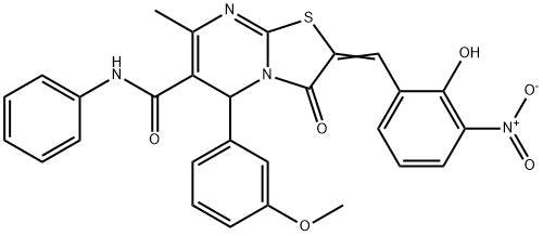 2-{2-hydroxy-3-nitrobenzylidene}-5-(3-methoxyphenyl)-7-methyl-3-oxo-N-phenyl-2,3-dihydro-5H-[1,3]thiazolo[3,2-a]pyrimidine-6-carboxamide Structure
