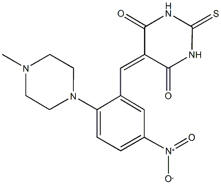 5-[5-nitro-2-(4-methyl-1-piperazinyl)benzylidene]-2-thioxodihydro-4,6(1H,5H)-pyrimidinedione 구조식 이미지