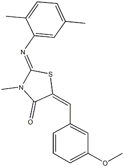 2-[(2,5-dimethylphenyl)imino]-5-(3-methoxybenzylidene)-3-methyl-1,3-thiazolidin-4-one 구조식 이미지