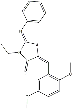 5-(2,5-dimethoxybenzylidene)-3-ethyl-2-(phenylimino)-1,3-thiazolidin-4-one Structure