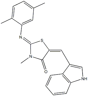 2-[(2,5-dimethylphenyl)imino]-5-(1H-indol-3-ylmethylene)-3-methyl-1,3-thiazolidin-4-one Structure