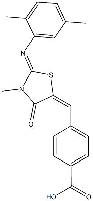 4-({2-[(2,5-dimethylphenyl)imino]-3-methyl-4-oxo-1,3-thiazolidin-5-ylidene}methyl)benzoic acid 구조식 이미지