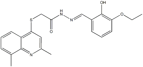 2-[(2,8-dimethyl-4-quinolinyl)sulfanyl]-N'-(3-ethoxy-2-hydroxybenzylidene)acetohydrazide 구조식 이미지