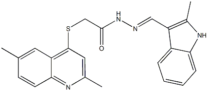 2-[(2,6-dimethyl-4-quinolinyl)sulfanyl]-N'-[(2-methyl-1H-indol-3-yl)methylene]acetohydrazide Structure