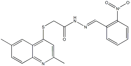 2-[(2,6-dimethyl-4-quinolinyl)sulfanyl]-N'-{2-nitrobenzylidene}acetohydrazide 구조식 이미지