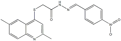 2-[(2,6-dimethyl-4-quinolinyl)sulfanyl]-N'-{4-nitrobenzylidene}acetohydrazide 구조식 이미지