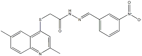 2-[(2,6-dimethyl-4-quinolinyl)sulfanyl]-N'-{3-nitrobenzylidene}acetohydrazide 구조식 이미지