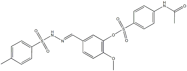 2-methoxy-5-{2-[(4-methylphenyl)sulfonyl]carbohydrazonoyl}phenyl 4-(acetylamino)benzenesulfonate 구조식 이미지