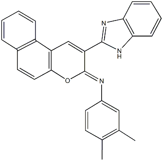 N-[2-(1H-benzimidazol-2-yl)-3H-benzo[f]chromen-3-ylidene]-N-(3,4-dimethylphenyl)amine 구조식 이미지