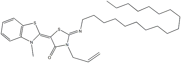 3-allyl-5-(3-methyl-1,3-benzothiazol-2(3H)-ylidene)-2-(octadecylimino)-1,3-thiazolidin-4-one 구조식 이미지