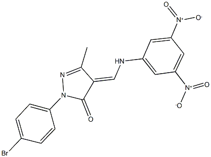 4-({3,5-bisnitroanilino}methylene)-2-(4-bromophenyl)-5-methyl-2,4-dihydro-3H-pyrazol-3-one 구조식 이미지