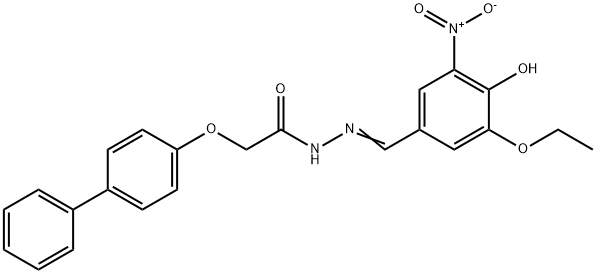 2-([1,1'-biphenyl]-4-yloxy)-N'-{3-ethoxy-4-hydroxy-5-nitrobenzylidene}acetohydrazide Structure