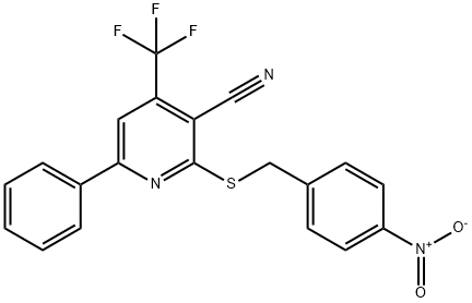 2-({4-nitrobenzyl}sulfanyl)-6-phenyl-4-(trifluoromethyl)nicotinonitrile 구조식 이미지