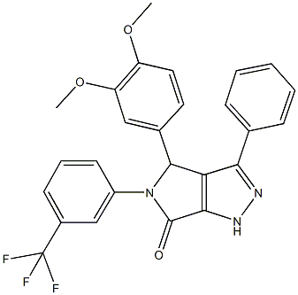 4-(3,4-dimethoxyphenyl)-3-phenyl-5-[3-(trifluoromethyl)phenyl]-4,5-dihydropyrrolo[3,4-c]pyrazol-6(1H)-one 구조식 이미지