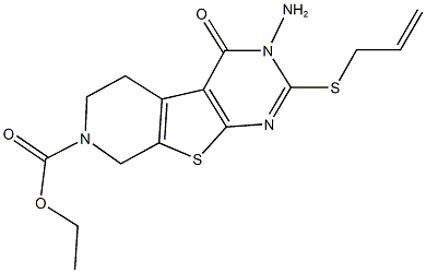 ethyl 2-(allylsulfanyl)-3-amino-4-oxo-3,5,6,8-tetrahydropyrido[4',3':4,5]thieno[2,3-d]pyrimidine-7(4H)-carboxylate 구조식 이미지