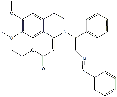 ethyl 8,9-dimethoxy-3-phenyl-2-(phenyldiazenyl)-5,6-dihydropyrrolo[2,1-a]isoquinoline-1-carboxylate 구조식 이미지