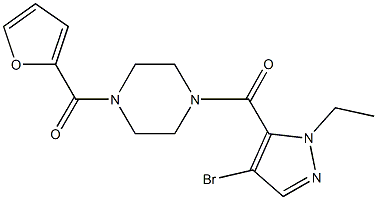 1-[(4-bromo-1-ethyl-1H-pyrazol-5-yl)carbonyl]-4-(2-furoyl)piperazine 구조식 이미지