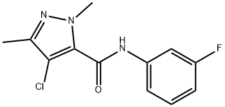 4-chloro-N-(3-fluorophenyl)-1,3-dimethyl-1H-pyrazole-5-carboxamide 구조식 이미지