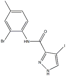 N-(2-bromo-4-methylphenyl)-4-iodo-1H-pyrazole-3-carboxamide Structure