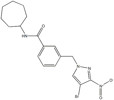 3-({4-bromo-3-nitro-1H-pyrazol-1-yl}methyl)-N-cycloheptylbenzamide Structure