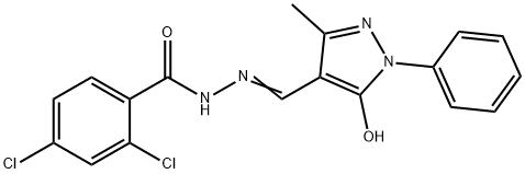 2,4-dichloro-N'-[(5-hydroxy-3-methyl-1-phenyl-1H-pyrazol-4-yl)methylene]benzohydrazide 구조식 이미지