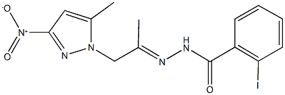 N'-(2-{3-nitro-5-methyl-1H-pyrazol-1-yl}-1-methylethylidene)-2-iodobenzohydrazide 구조식 이미지