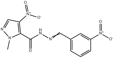 4-nitro-N'-{3-nitrobenzylidene}-1-methyl-1H-pyrazole-5-carbohydrazide 구조식 이미지