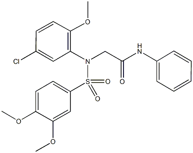 2-{5-chloro[(3,4-dimethoxyphenyl)sulfonyl]-2-methoxyanilino}-N-phenylacetamide Structure