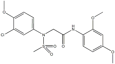 2-[3-chloro-4-methoxy(methylsulfonyl)anilino]-N-(2,4-dimethoxyphenyl)acetamide 구조식 이미지