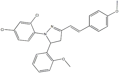 1-(2,4-dichlorophenyl)-5-(2-methoxyphenyl)-3-[2-(4-methoxyphenyl)vinyl]-4,5-dihydro-1H-pyrazole 구조식 이미지