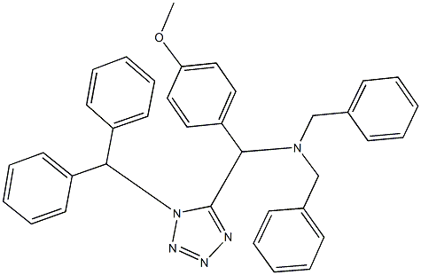 (1-benzhydryl-1H-tetraazol-5-yl)-N,N-dibenzyl(4-methoxyphenyl)methanamine 구조식 이미지