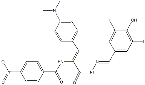 N-(2-[4-(dimethylamino)phenyl]-1-{[2-(4-hydroxy-3,5-diiodobenzylidene)hydrazino]carbonyl}vinyl)-4-nitrobenzamide Structure