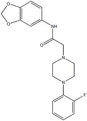 N-(1,3-benzodioxol-5-yl)-2-[4-(2-fluorophenyl)-1-piperazinyl]acetamide Structure
