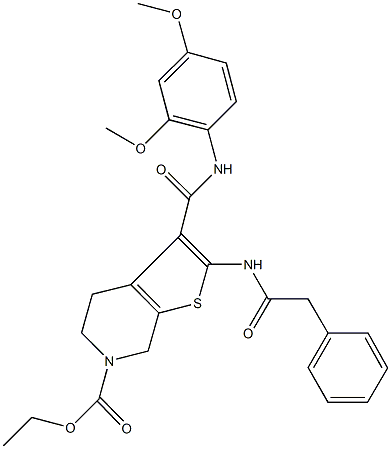 ethyl 3-[(2,4-dimethoxyanilino)carbonyl]-2-[(phenylacetyl)amino]-4,7-dihydrothieno[2,3-c]pyridine-6(5H)-carboxylate Structure