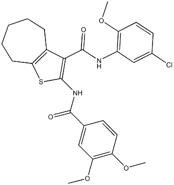 N-(5-chloro-2-methoxyphenyl)-2-[(3,4-dimethoxybenzoyl)amino]-5,6,7,8-tetrahydro-4H-cyclohepta[b]thiophene-3-carboxamide 구조식 이미지