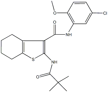 N-(5-chloro-2-methoxyphenyl)-2-[(2,2-dimethylpropanoyl)amino]-4,5,6,7-tetrahydro-1-benzothiophene-3-carboxamide 구조식 이미지