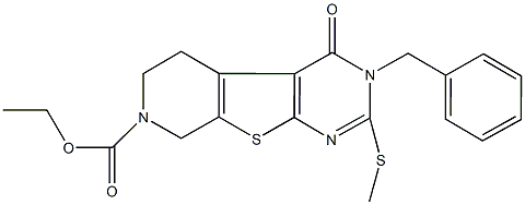 ethyl 3-benzyl-2-(methylsulfanyl)-4-oxo-3,5,6,8-tetrahydropyrido[4',3':4,5]thieno[2,3-d]pyrimidine-7(4H)-carboxylate 구조식 이미지