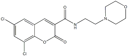 6,8-dichloro-N-[2-(4-morpholinyl)ethyl]-2-oxo-2H-chromene-3-carboxamide 구조식 이미지