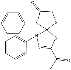 3-acetyl-1,9-diphenyl-4,6-dithia-1,2,9-triazaspiro[4.4]non-2-en-8-one Structure