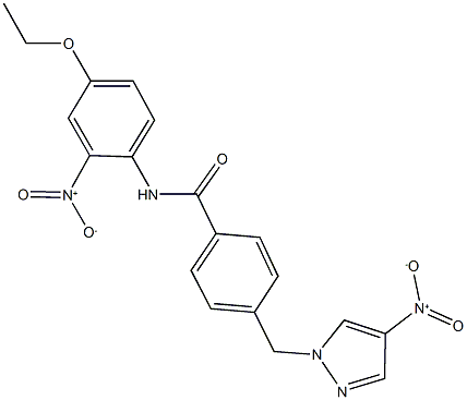 N-{4-ethoxy-2-nitrophenyl}-4-({4-nitro-1H-pyrazol-1-yl}methyl)benzamide 구조식 이미지