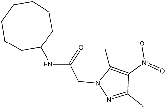 N-cyclooctyl-2-{4-nitro-3,5-dimethyl-1H-pyrazol-1-yl}acetamide 구조식 이미지