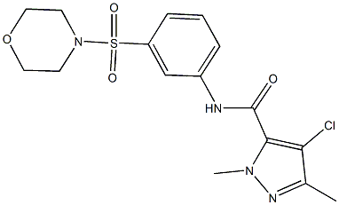 4-chloro-1,3-dimethyl-N-[3-(4-morpholinylsulfonyl)phenyl]-1H-pyrazole-5-carboxamide 구조식 이미지