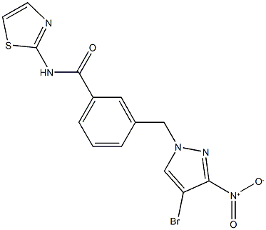 3-({4-bromo-3-nitro-1H-pyrazol-1-yl}methyl)-N-(1,3-thiazol-2-yl)benzamide 구조식 이미지