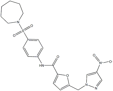 N-[4-(1-azepanylsulfonyl)phenyl]-5-({4-nitro-1H-pyrazol-1-yl}methyl)-2-furamide 구조식 이미지