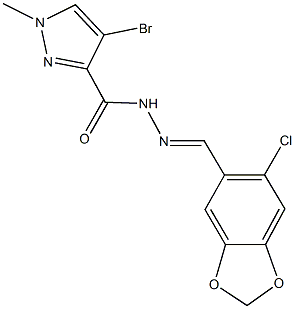 4-bromo-N'-[(6-chloro-1,3-benzodioxol-5-yl)methylene]-1-methyl-1H-pyrazole-3-carbohydrazide Structure