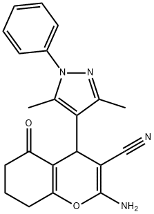 2-amino-4-(3,5-dimethyl-1-phenyl-1H-pyrazol-4-yl)-5-oxo-5,6,7,8-tetrahydro-4H-chromene-3-carbonitrile Structure