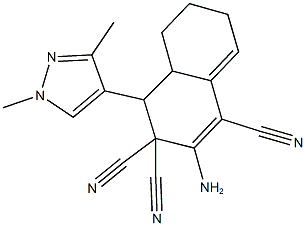 2-amino-4-(1,3-dimethyl-1H-pyrazol-4-yl)-4a,5,6,7-tetrahydro-1,3,3(4H)-naphthalenetricarbonitrile Structure